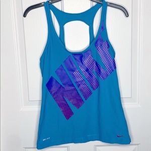 Nike Dri-Fit Tank Built in Bra Blue Fitted Blue Purple